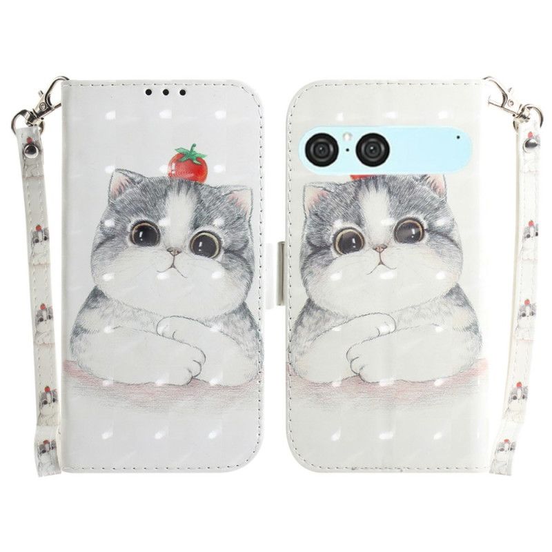 Bescherming Hoesje Sony Xperia 10 Vii Sleutelkoord Met Kat En Aardbei