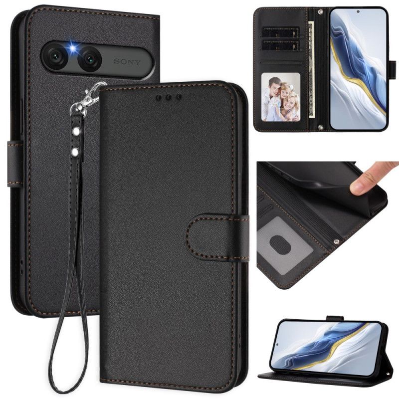 Flip Case Leren Sony Xperia 10 Vii Effen Imitatieleer