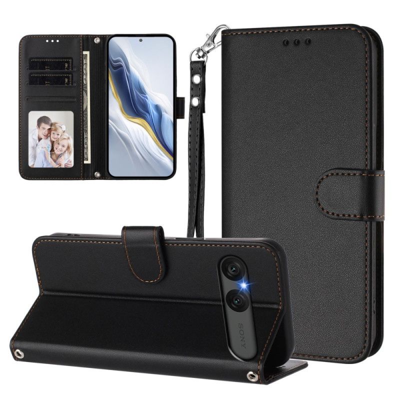 Flip Case Leren Sony Xperia 10 Vii Effen Imitatieleer
