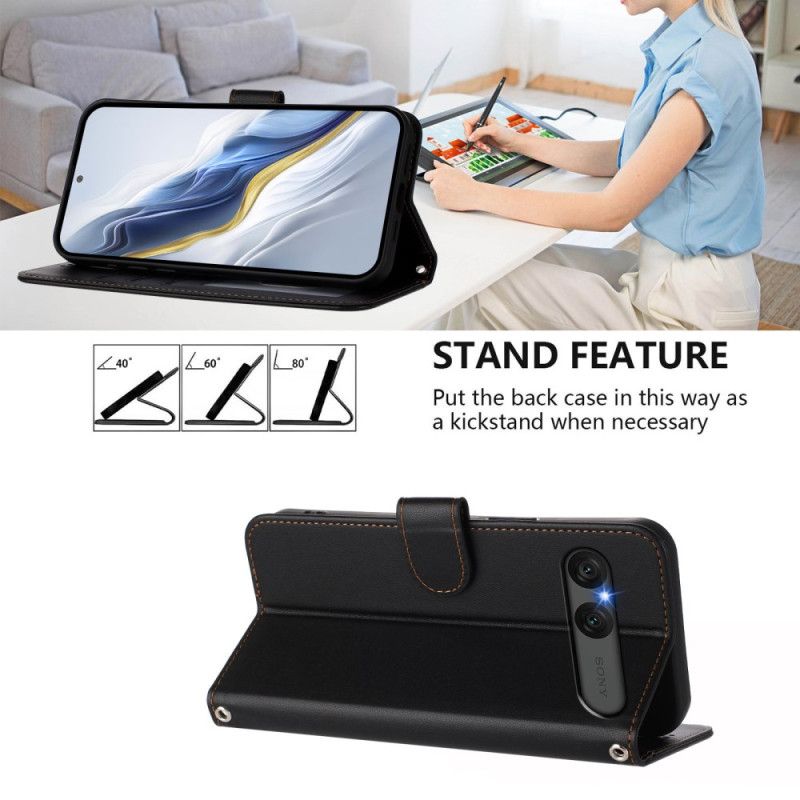 Flip Case Leren Sony Xperia 10 Vii Effen Imitatieleer