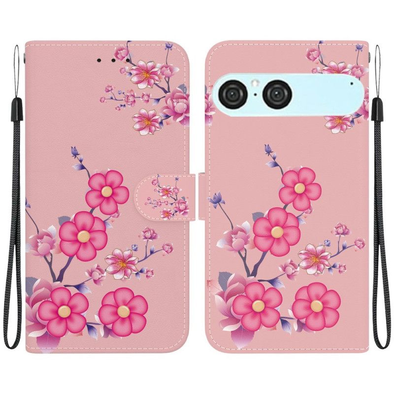 Flip Case Leren Sony Xperia 10 Vii Sakura-patroon