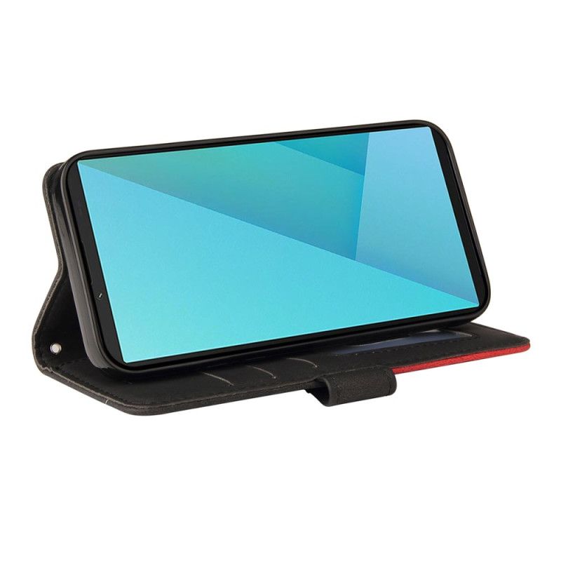 Flip Case Leren Sony Xperia 10 Vii Tweekleurig Golvend