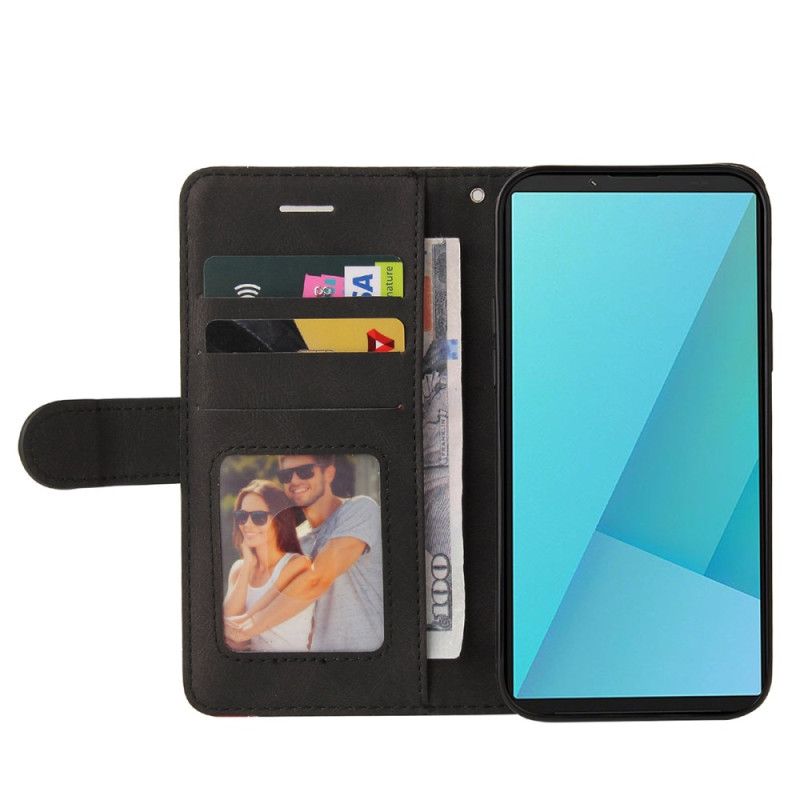 Flip Case Leren Sony Xperia 10 Vii Tweekleurig Golvend