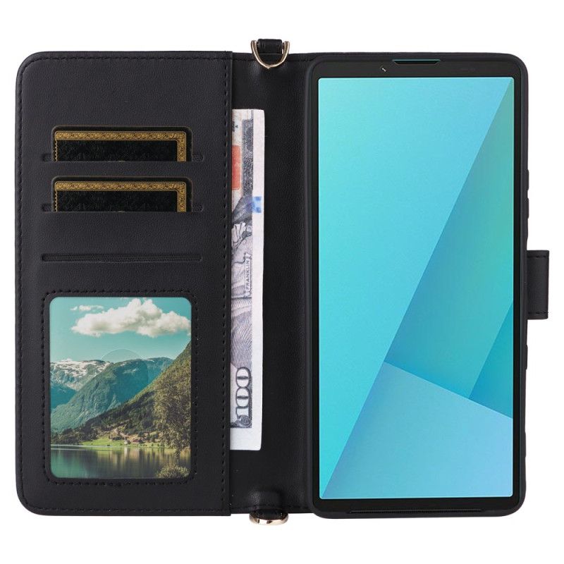 Folio-hoesje Sony Xperia 10 Vii Gewatteerd Met Riempje En Polsbandje