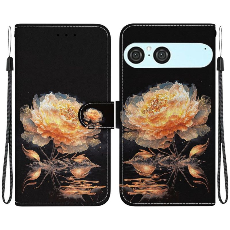 Folio-hoesje Sony Xperia 10 Vii Telefoonhoesje Oranje Pioenroos