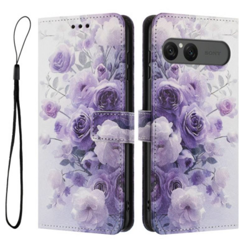 Folio-hoesje Sony Xperia 10 Vii Telefoonhoesje Paarse Rozen
