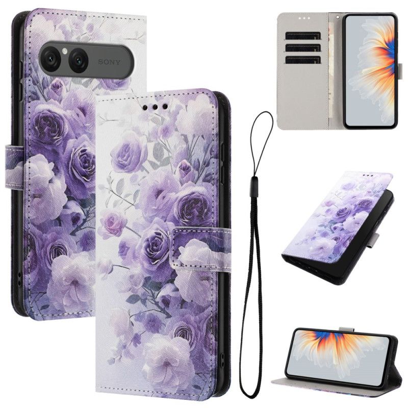 Folio-hoesje Sony Xperia 10 Vii Telefoonhoesje Paarse Rozen