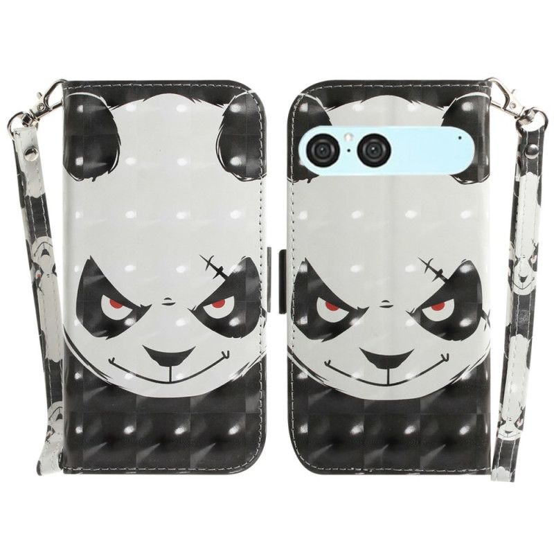 Folio-hoesje Sony Xperia 10 Vii Telefoonhoesje Sleutelkoord Met Boze Panda
