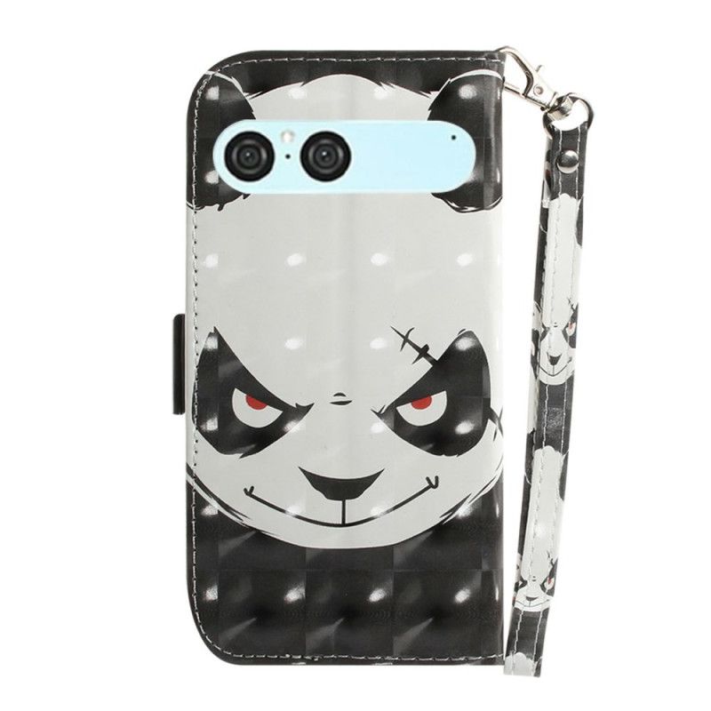 Folio-hoesje Sony Xperia 10 Vii Telefoonhoesje Sleutelkoord Met Boze Panda