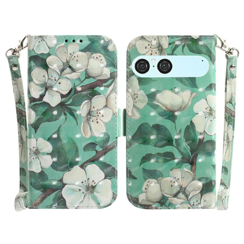 Leren Hoesje Sony Xperia 10 Vii Aquarelbloemen Bescherming Hoesje