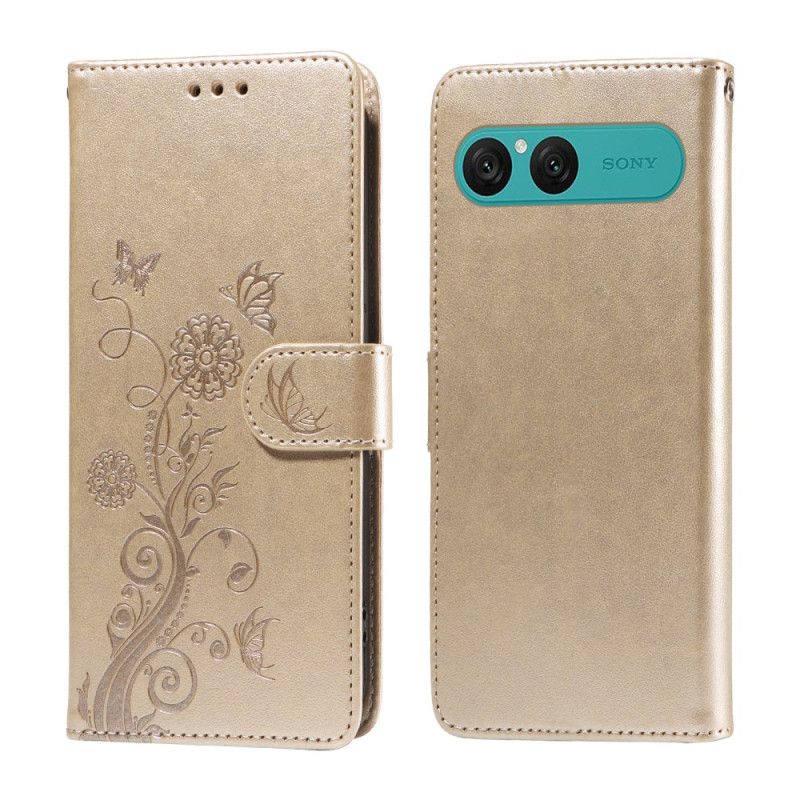 Leren Hoesje Sony Xperia 10 Vii Bloemenprint Bescherming Hoesje