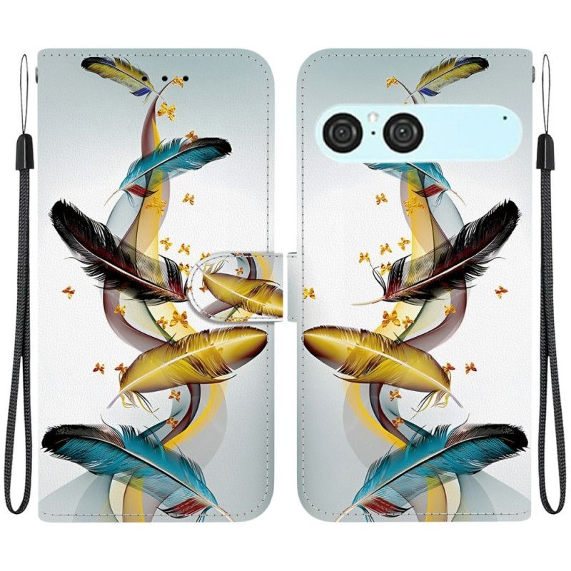 Leren Hoesje Sony Xperia 10 Vii Gouden Veren