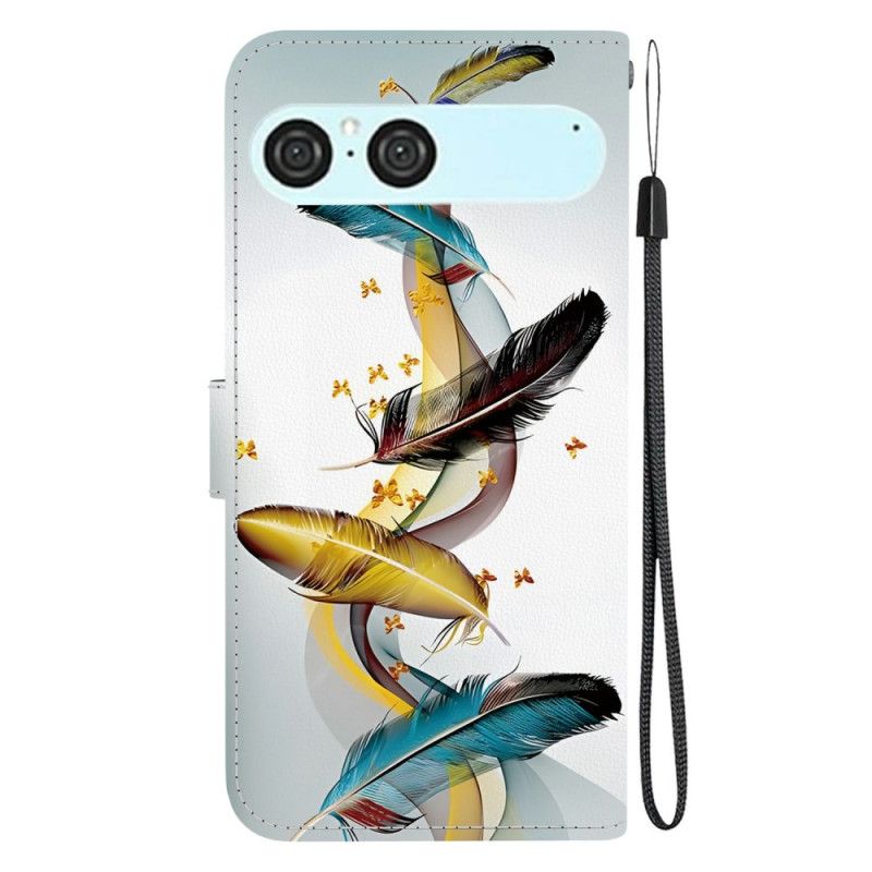 Leren Hoesje Sony Xperia 10 Vii Gouden Veren