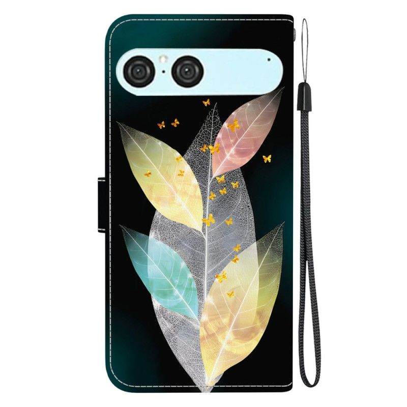 Leren Hoesje Sony Xperia 10 Vii Kleurrijke Bladeren Bescherming Hoesje