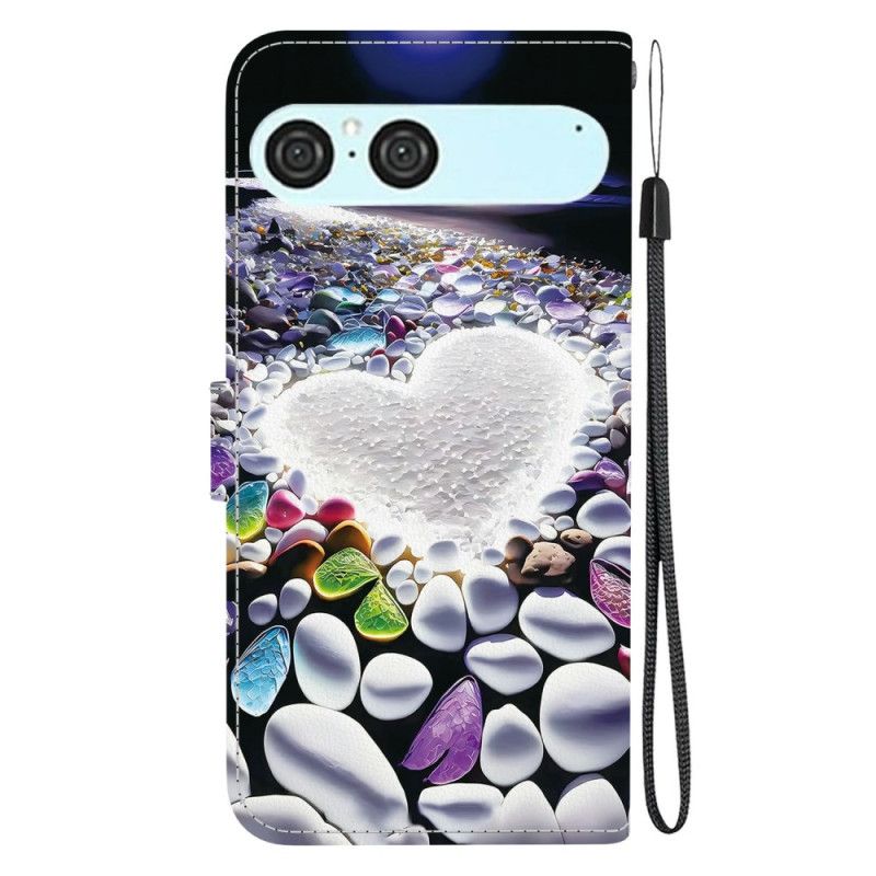 Leren Hoesje Sony Xperia 10 Vii Wit Hart Bescherming Hoesje