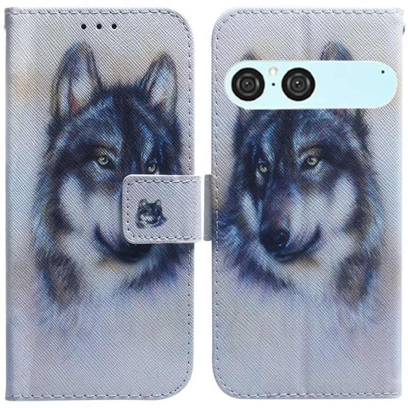 Leren Hoesje Voor Sony Xperia 10 Vii Aquarel Wolf