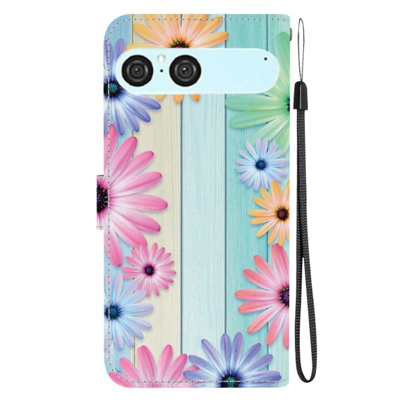 Leren Hoesje Voor Sony Xperia 10 Vii Kleurrijke Zonnebloemen