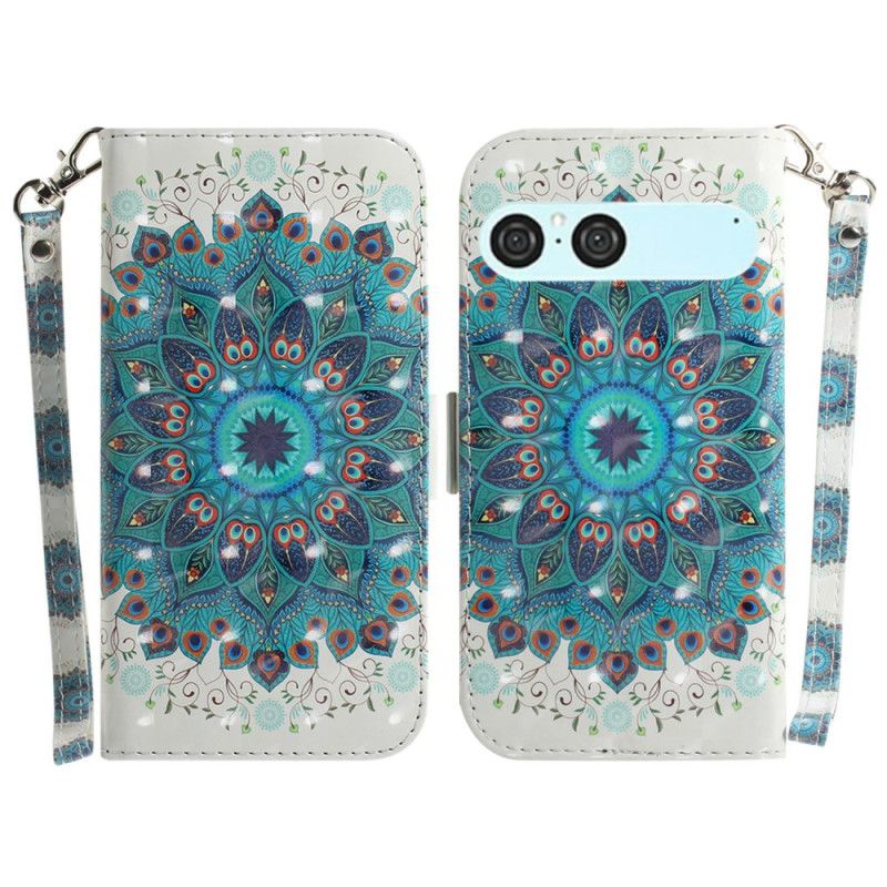 Leren Hoesje Voor Sony Xperia 10 Vii Sleutelkoord Met Groene Mandala