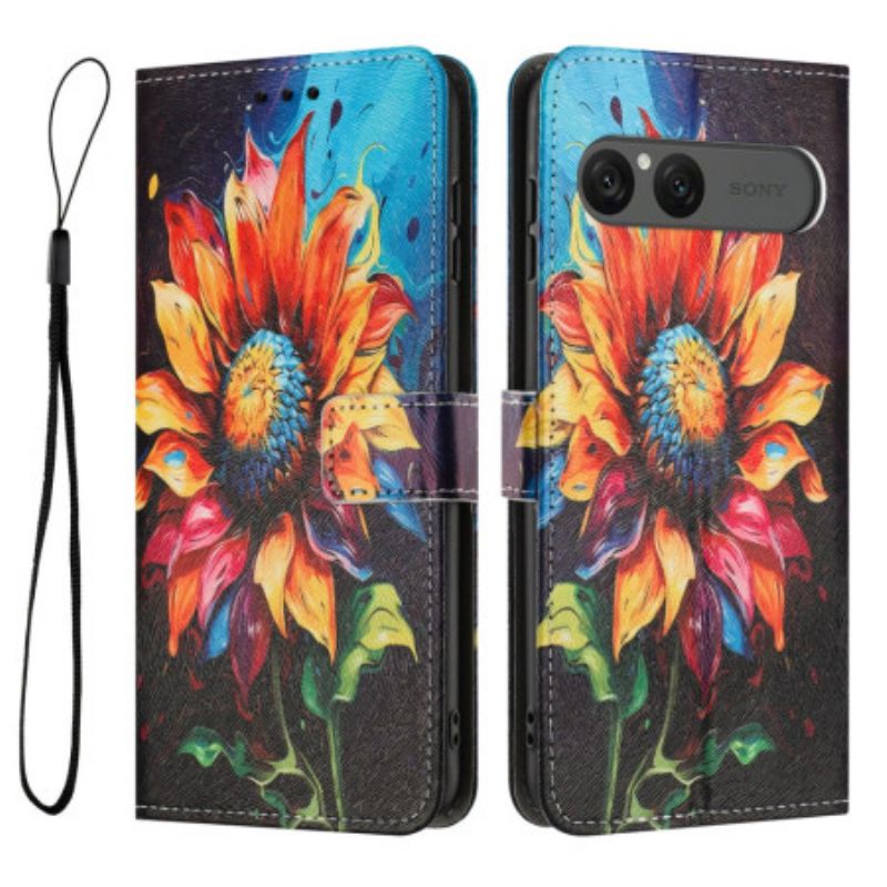 Leren Hoesje Voor Sony Xperia 10 Vii Zonnebloemen