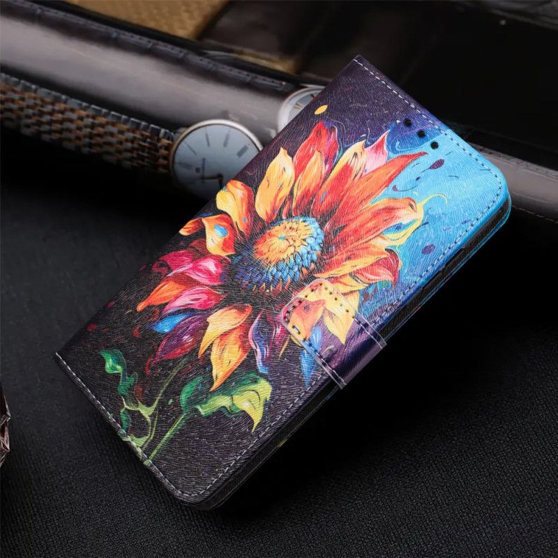Leren Hoesje Voor Sony Xperia 10 Vii Zonnebloemen