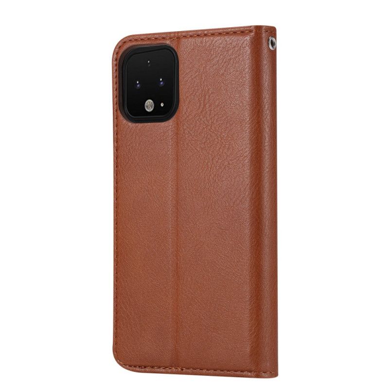 Folio-hoesje Google Pixel 4 Rood Zwart Kaarthouder Van Imitatieleer