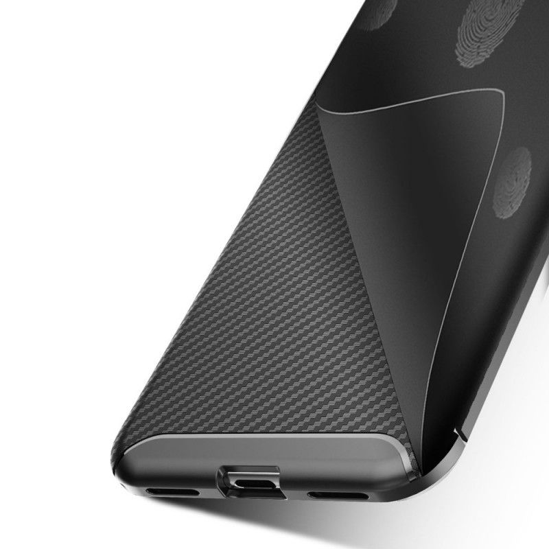 Hoesje Google Pixel 4 Donkerblauw Zwart Flexibele Koolstofvezeltextuur