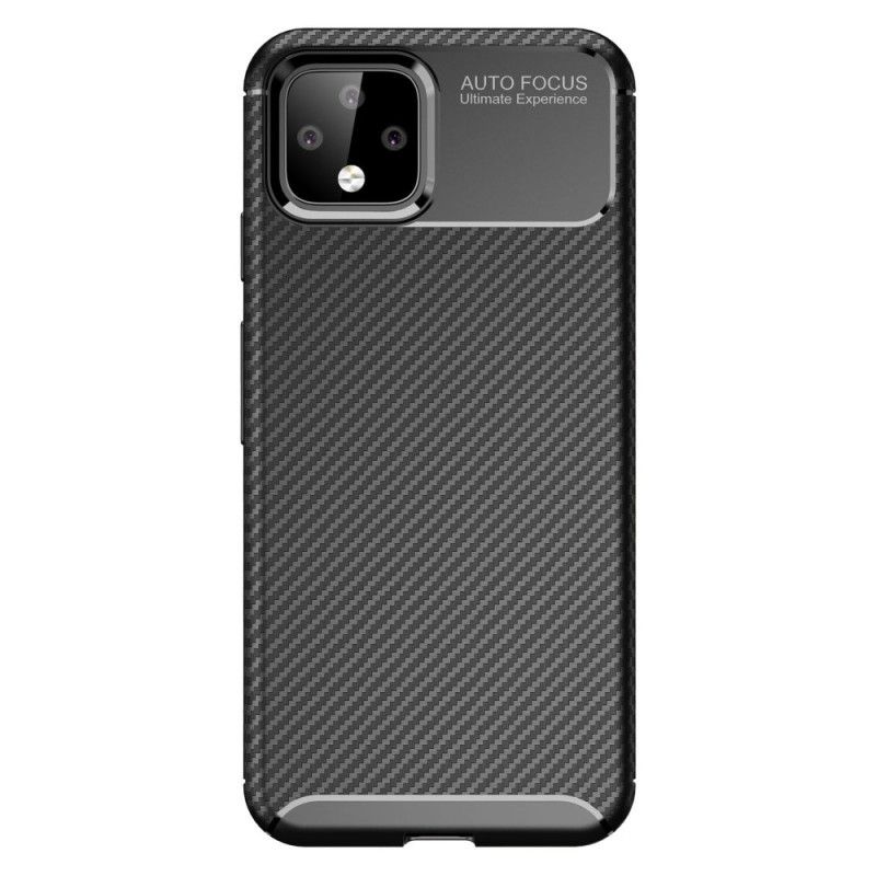 Hoesje Google Pixel 4 Donkerblauw Zwart Flexibele Koolstofvezeltextuur