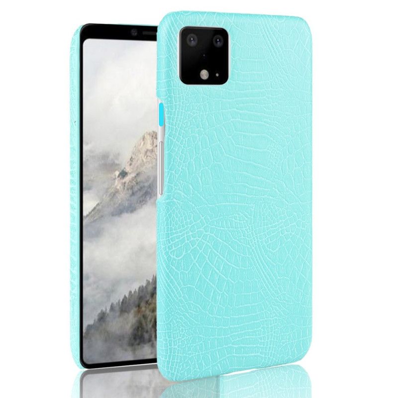 Hoesje Google Pixel 4 Donkerblauw Zwart Krokodillenhuideffect