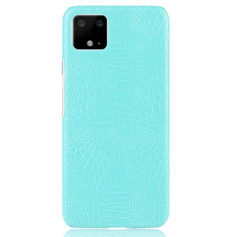 Hoesje Google Pixel 4 Donkerblauw Zwart Krokodillenhuideffect