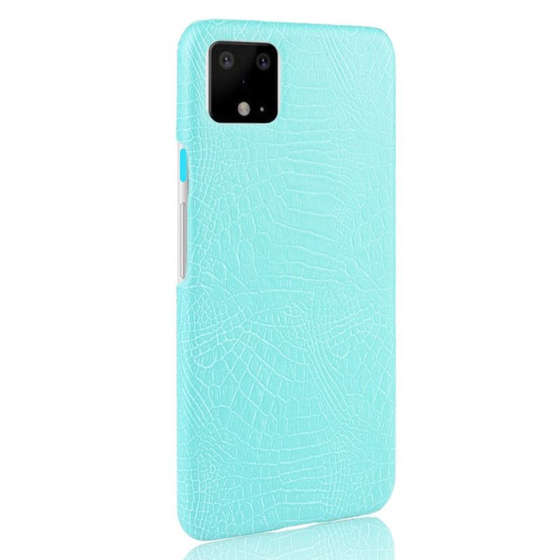 Hoesje Google Pixel 4 Donkerblauw Zwart Krokodillenhuideffect