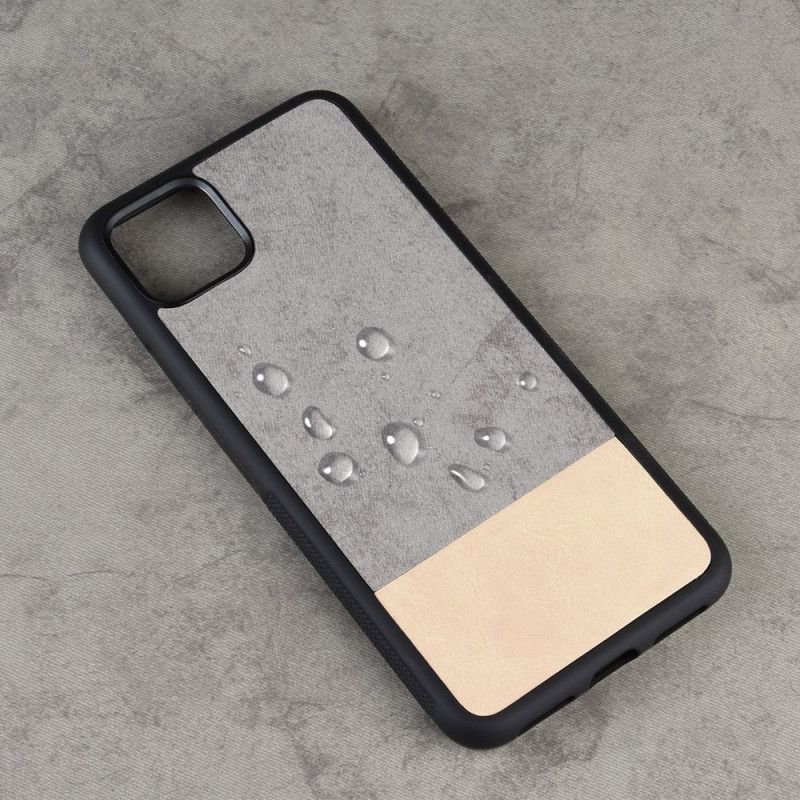 Hoesje Google Pixel 4 Grijs Zwart Tweekleurig Kunstleer