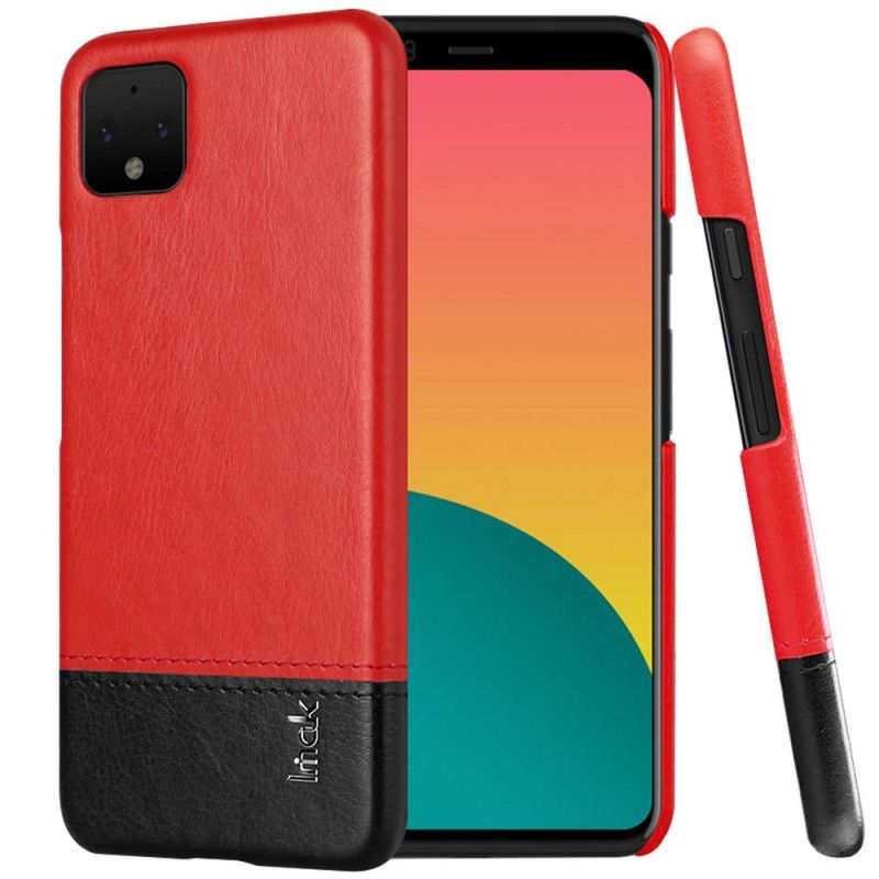 Hoesje Google Pixel 4 Rood Zwart Imak Ruiyi Serie Leereffect