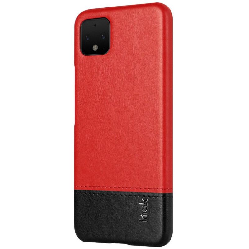 Hoesje Google Pixel 4 Rood Zwart Imak Ruiyi Serie Leereffect