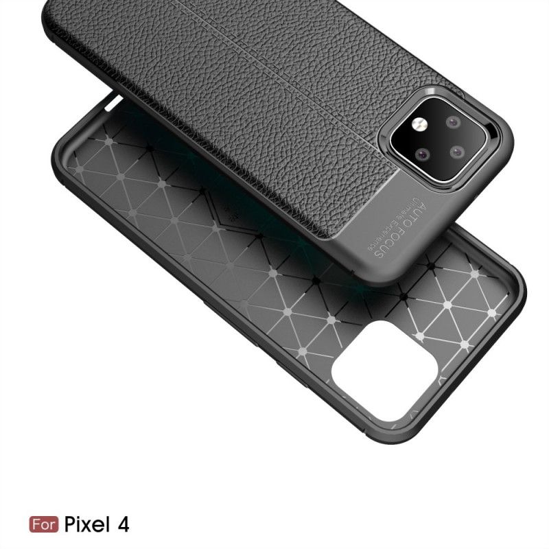 Hoesje voor Google Pixel 4 Rood Zwart Dubbellijns Lychee Leereffect