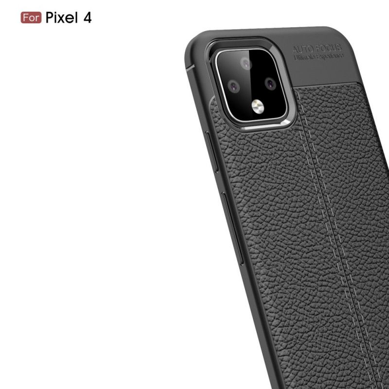 Hoesje voor Google Pixel 4 Rood Zwart Dubbellijns Lychee Leereffect