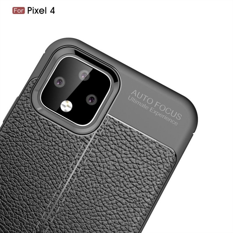 Hoesje voor Google Pixel 4 Rood Zwart Dubbellijns Lychee Leereffect