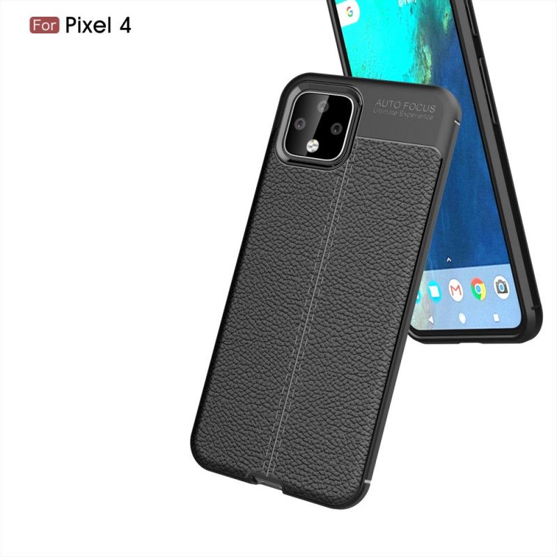 Hoesje voor Google Pixel 4 Rood Zwart Dubbellijns Lychee Leereffect