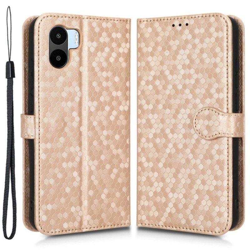 Folio-hoesje voor Xiaomi Redmi A1 Met Ketting Strappy-patroon In 3d