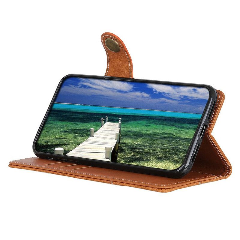 Flip Case Leren Asus Zenfone 8 Artistieke Naaiknop