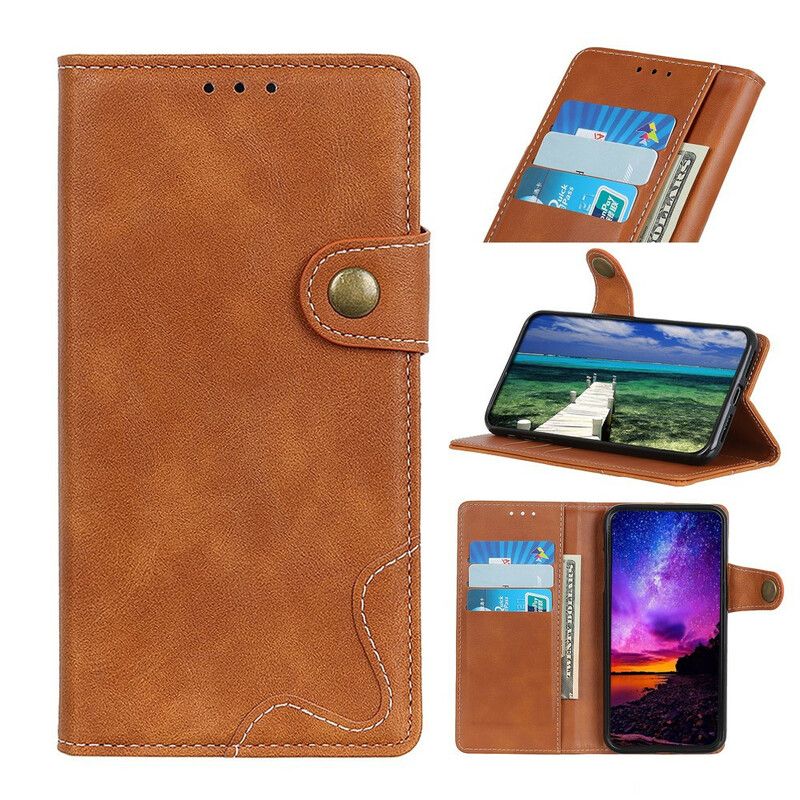 Flip Case Leren Asus Zenfone 8 Artistieke Naaiknop