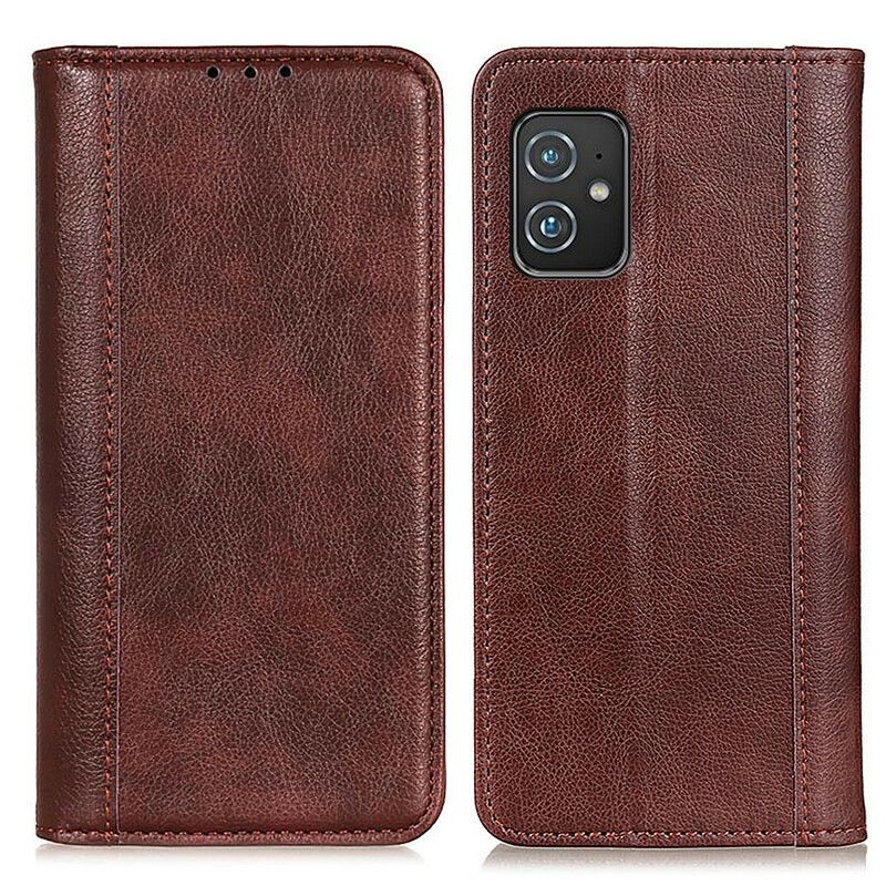 Folio-hoesje Asus Zenfone 8 Klassiek Split Litchi Leer Bescherming Hoesje