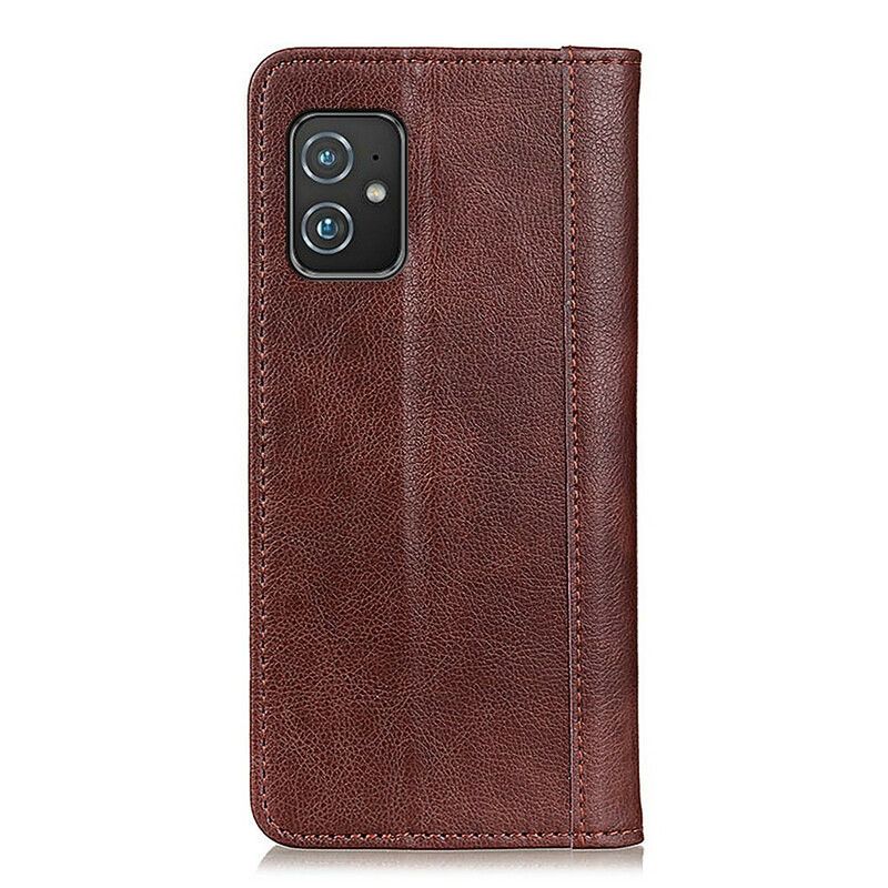 Folio-hoesje Asus Zenfone 8 Klassiek Split Litchi Leer Bescherming Hoesje