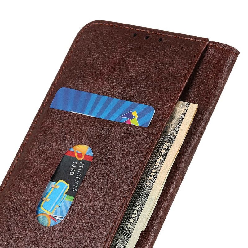 Folio-hoesje Asus Zenfone 8 Klassiek Split Litchi Leer Bescherming Hoesje