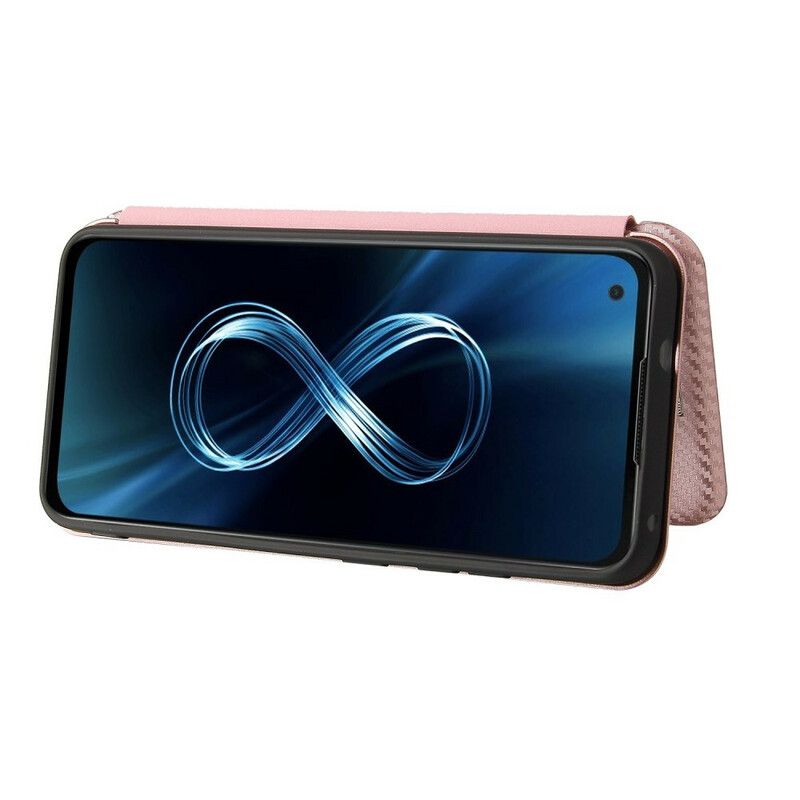 Folio-hoesje Asus Zenfone 8 Koolstofvezel Met Steunring Bescherming Hoesje