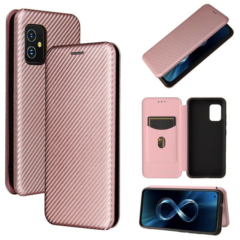 Folio-hoesje Asus Zenfone 8 Koolstofvezel Met Steunring Bescherming Hoesje