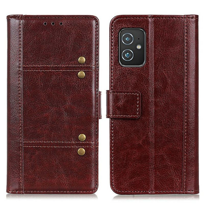 Folio-hoesje Asus Zenfone 8 Telefoonhoesje Oud Leereffect