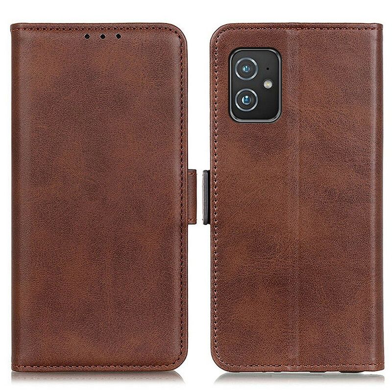 Leren Hoesje Asus Zenfone 8 Dubbele Klep Bescherming Hoesje