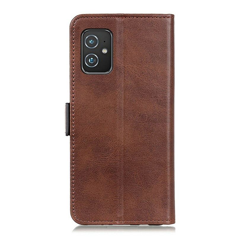 Leren Hoesje Asus Zenfone 8 Dubbele Klep Bescherming Hoesje