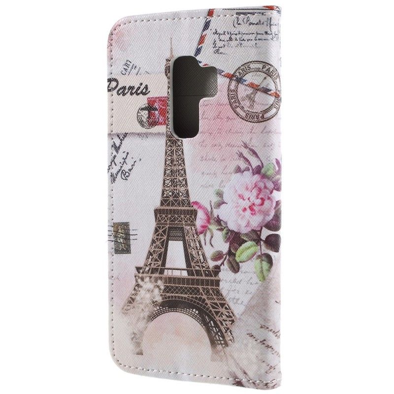 Cover Folio-hoesje Samsung Galaxy S9 Plus Telefoonhoesje Retro Eiffeltoren