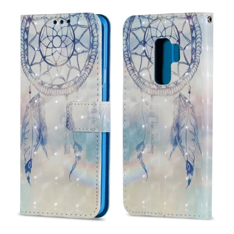 Flip Case Leren Samsung Galaxy S9 Plus Lichtblauw Aquarel Dromenvanger